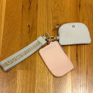 Lululemon Athletica White and Pink Wristlet Set